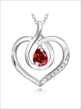 Sterling Silver Heart Birthstone Necklace Infinity Knot Pendant